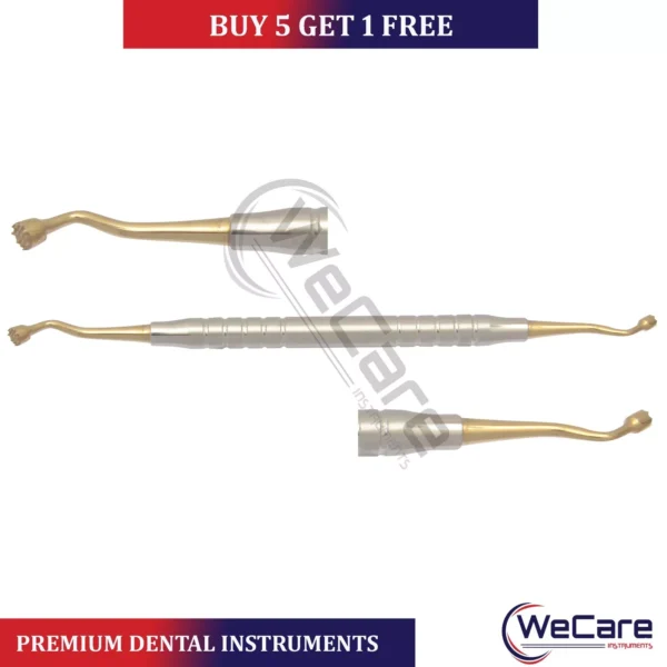 Dental Serrated Bone Packer / Plugger Serrated Tips GOLD by WeCare Instruments